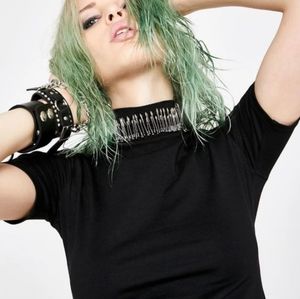 Black Tshirt with safety pin collar